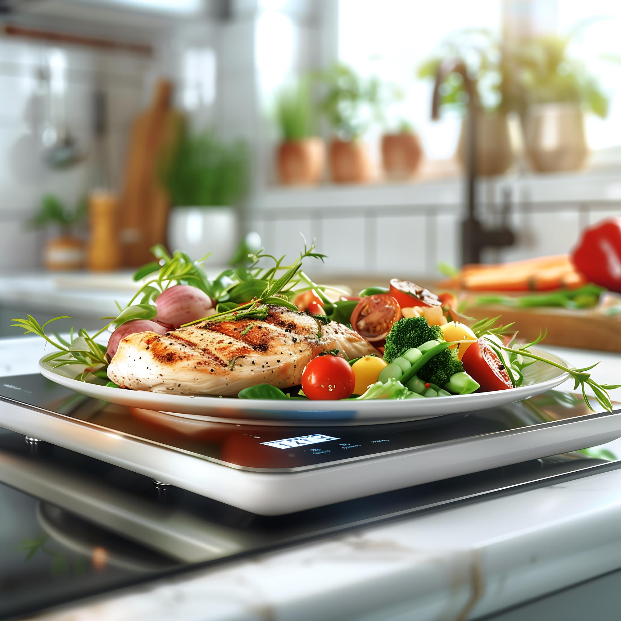 Cucina moderna con piatto pronto